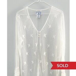 Vintage April Cornell Sheer Duster Fairy Cottagecore Boho Wedding Kimono XL